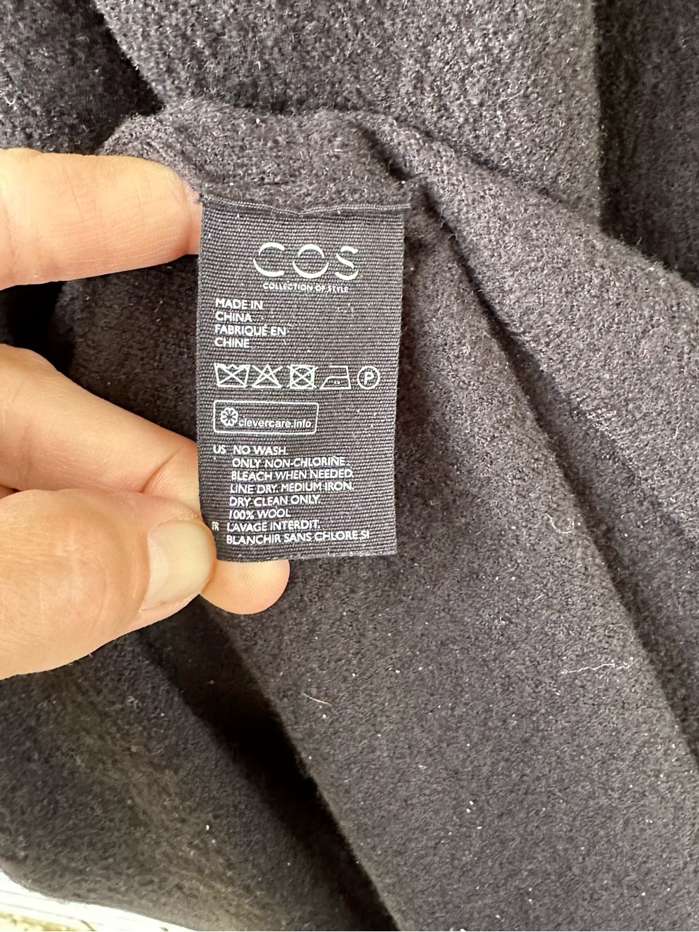 COS Black 100% Wool Nubby Textured A-Line Midi Dress Minimalist XS - Picture 6 of 7